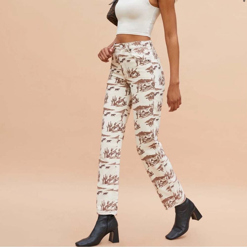 Reformation Sonora High Rise Straight Jeans - desert sand (cowboy print)